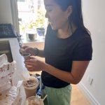 Cindy caught in the act of adding Cometeer to a weak latte
